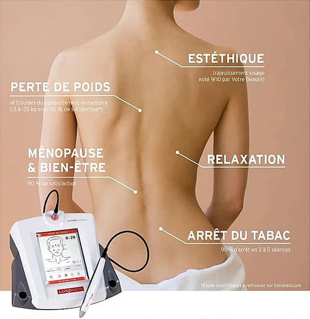 luxopuncture perte de poids, arrêt du tabac, ménopause, stree, fatigue