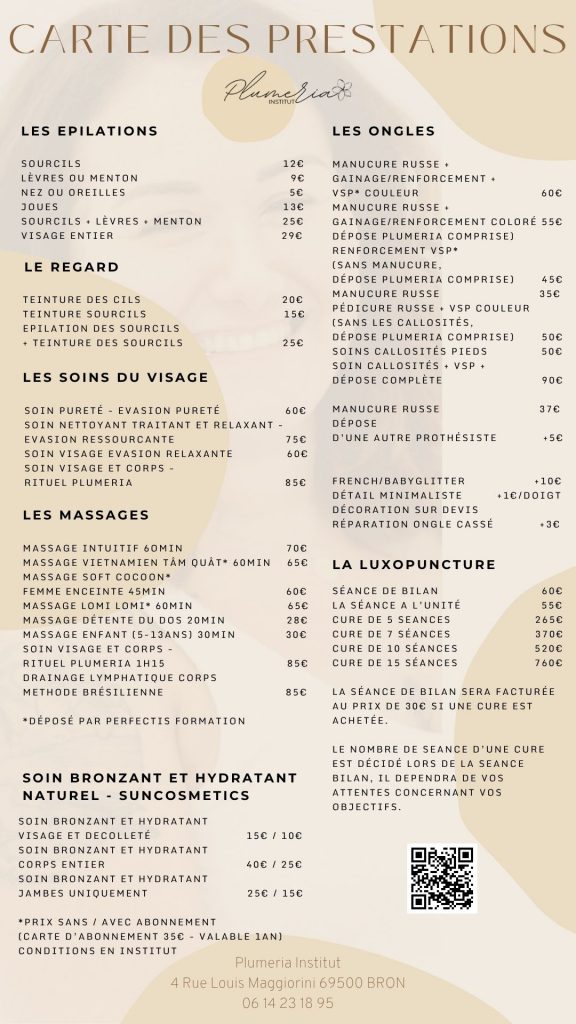 carte des soins, massages, ongles, soin visage, manucure, pedicure